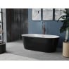 Mexen Luna freistehende Badewanne 180 x 80 cm, weiß/schwarz, Überlauf gebürstetes Kupfer - 52031808075-65