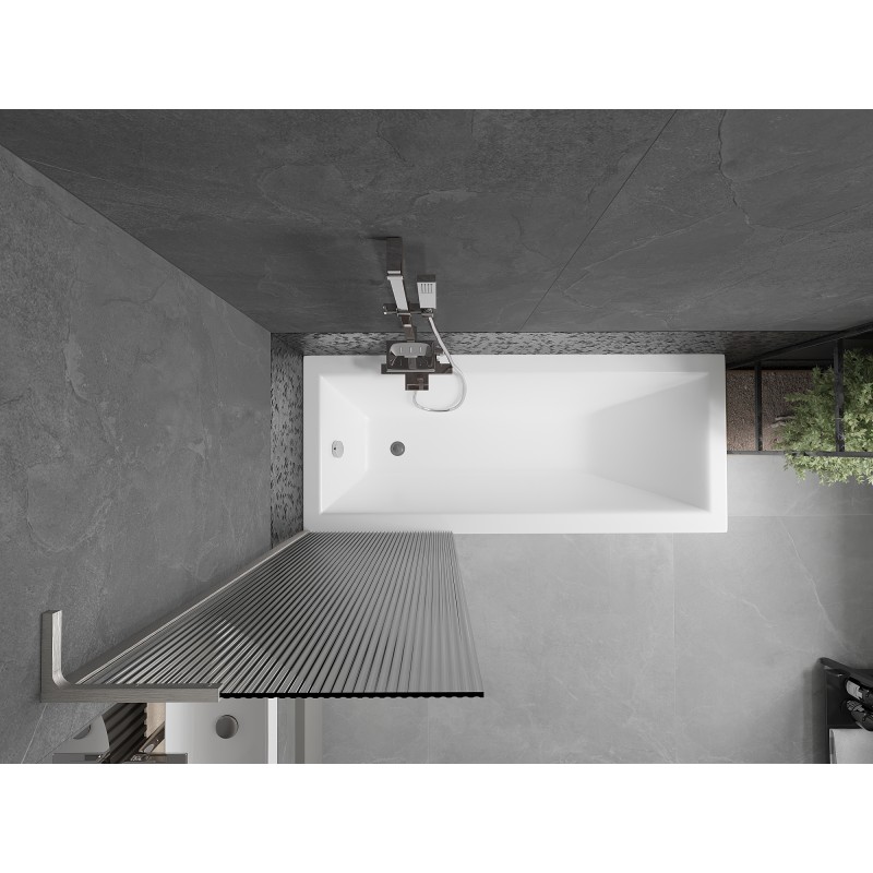 Mexen Next L Badewannenfaltwand 1-flügelig 60 x 150 cm, Streifen, gebürsteter Nickel - 895-060-000-03-09-97