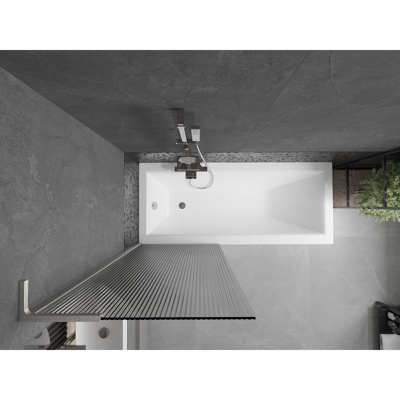 Mexen Next L Badewannen-Paravent 1-flügelig 70 x 150 cm, Streifen, gebürstetes Nickel - 895-070-000-03-09-97