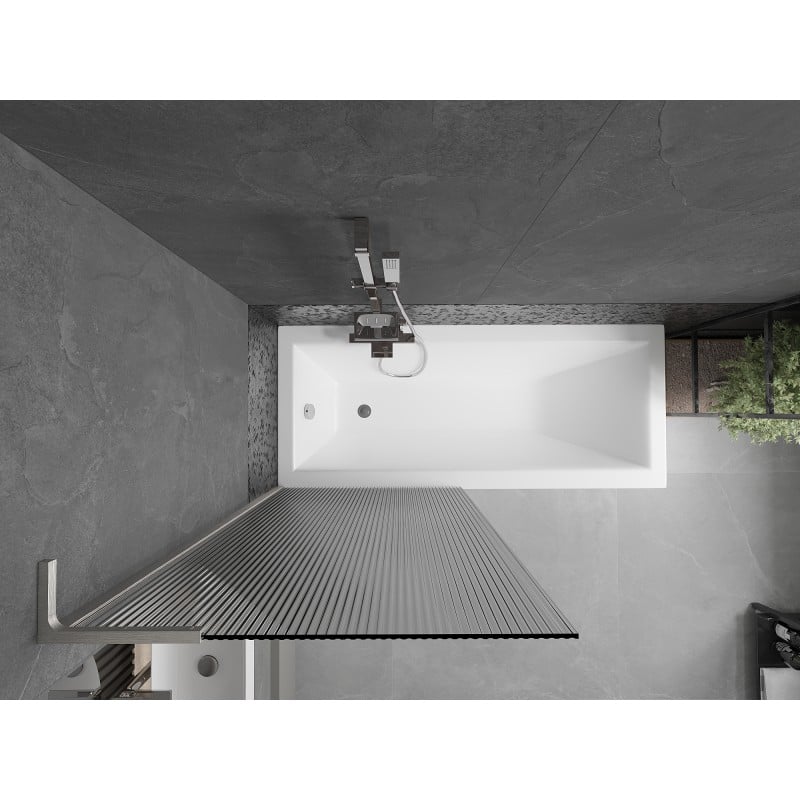 Mexen Next L Badewannenfaltwand 1-flügelig 80 x 150 cm, Streifen, gebürsteter Nickel - 895-080-000-03-09-97