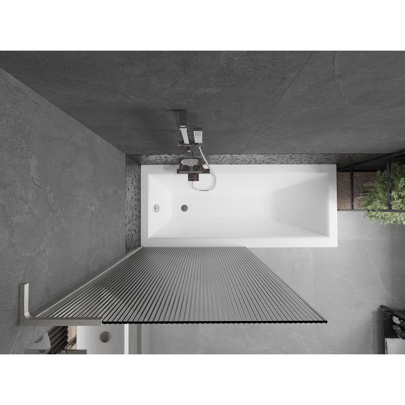Mexen Next L Badewannenabtrennung 1-flügelig 90 x 150 cm, Streifen, gebürsteter Nickel - 895-090-000-03-09-97