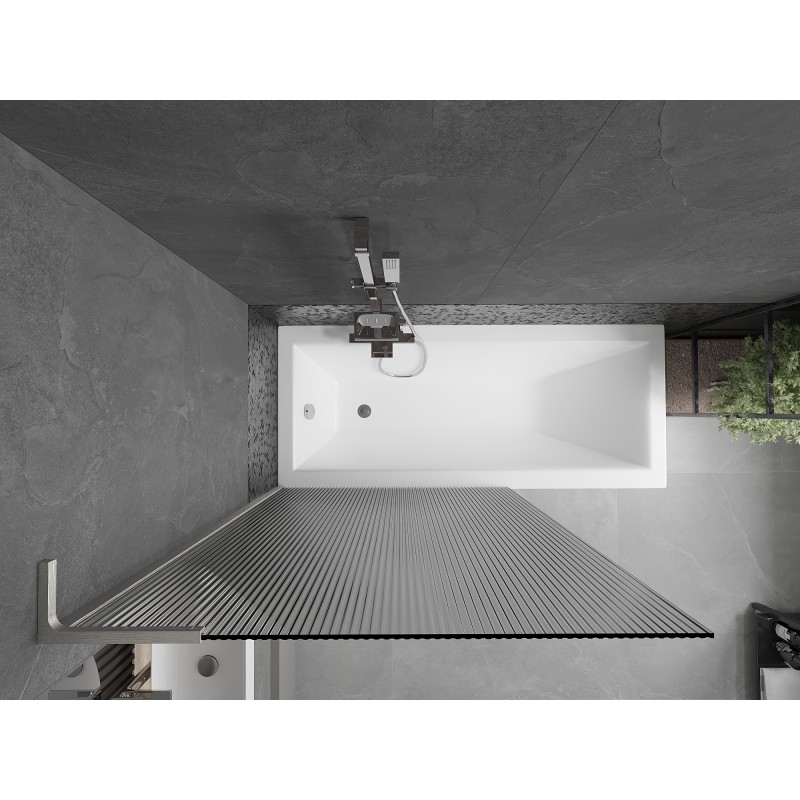 Mexen Next L Badewannenabtrennung 1-flügelig 100 x 150 cm, Streifen, gebürsteter Nickel - 895-100-000-03-09-97