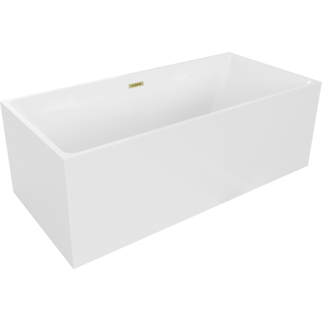 Mexen Nita freistehende Badewanne 170 x 80 cm, weiß, Überlauf gebürstet Gold - 52091708000-55