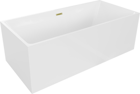 Mexen Nita freistehende Badewanne 170 x 80 cm, weiß, Überlauf gebürstet Gold - 52091708000-55
