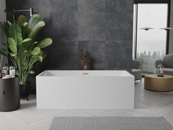 Mexen Nita freistehende Badewanne 170 x 80 cm, weiß, Überlauf Roségold - 52091708000-60