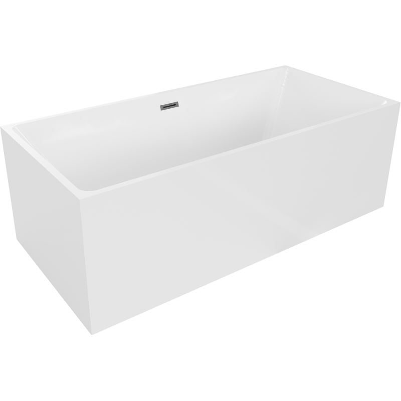 Mexen Nita freistehende Badewanne 170 x 80 cm, weiß, Überlauf gun gray gebürstet - 52091708000-66