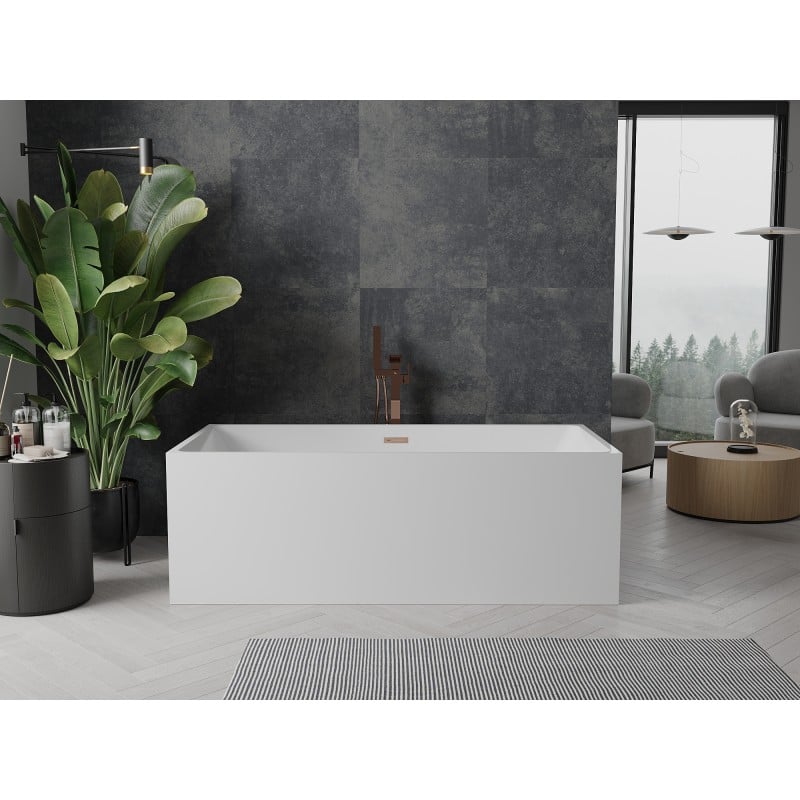 Mexen Nita freistehende Badewanne 170 x 80 cm, weiß, Überlauf gebürstetes Kupfer - 52091708000-65