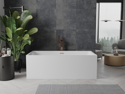 Mexen Nita freistehende Badewanne 170 x 80 cm, weiß, Überlauf gebürstetes Kupfer - 52091708000-65