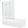 Mexen Vega Rechteckige Badewanne 180 x 80 cm mit Verkleidung und 3-flügeliger Duschwand 120 cm, transparent, chrom