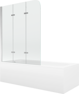 Mexen Vega Rechteckige Badewanne 180 x 80 cm mit Verkleidung und 3-flügeliger Duschwand 120 cm, transparent, chrom
