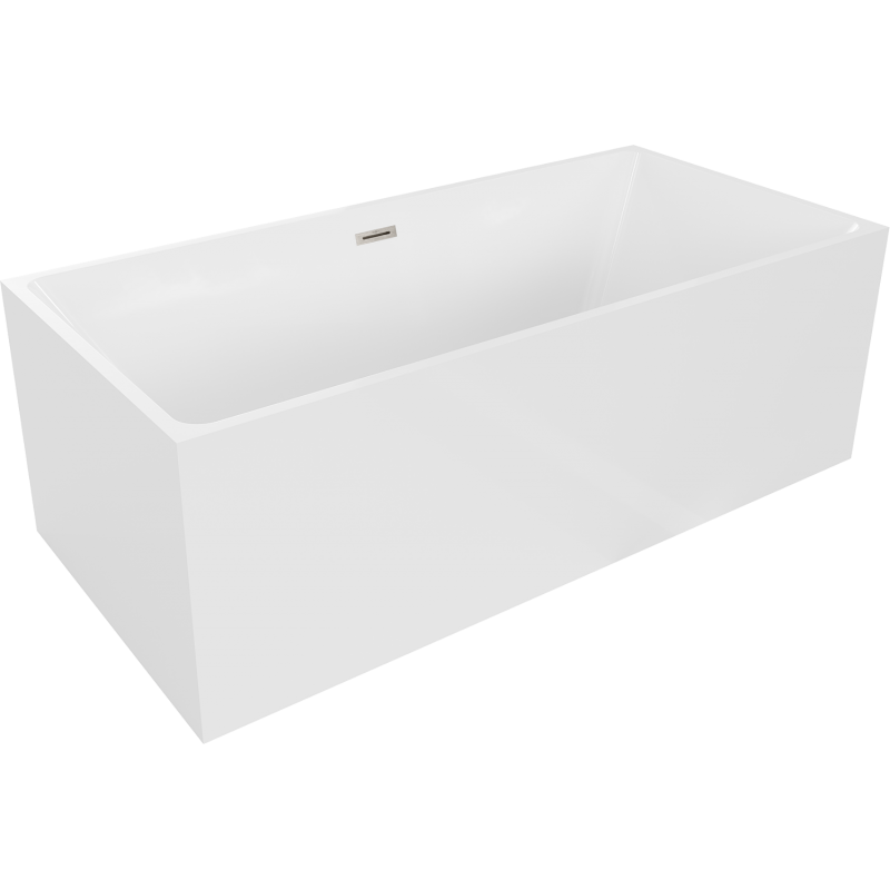 Mexen Nita freistehende Badewanne 170 x 80 cm, weiß, Überlauf gebürsteter Nickel - 52091708000-97
