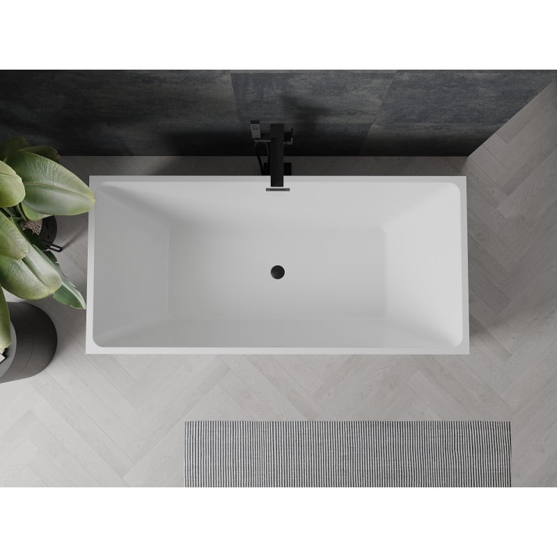Mexen Nita freistehende Badewanne 170 x 80 cm, weiß, schwarzer Überlauf - 52091708000-70