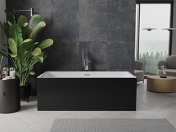 Mexen Nita freistehende Badewanne 170 x 80 cm, weiß/schwarz, Überlauf chrom - 52091708075-01