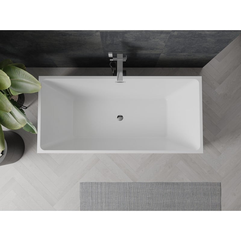 Mexen Nita freistehende Badewanne 170 x 80 cm, weiß/schwarz, Überlauf chrom - 52091708075-01