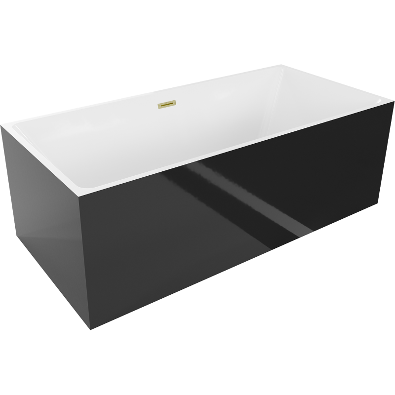 Mexen Nita freistehende Badewanne 170 x 80 cm, weiß/schwarz, Überlauf in gebürstetem Gold - 52091708075-55