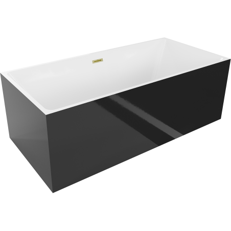 Mexen Nita freistehende Badewanne 170 x 80 cm, weiß/schwarz, Überlauf in gebürstetem Gold - 52091708075-55
