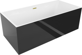 Mexen Nita freistehende Badewanne 170 x 80 cm, weiß/schwarz, Überlauf in gebürstetem Gold - 52091708075-55