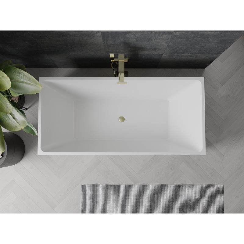 Mexen Nita freistehende Badewanne 170 x 80 cm, weiß/schwarz, Überlauf in gebürstetem Gold - 52091708075-55