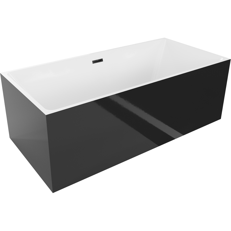 Mexen Nita freistehende Badewanne 170 x 80 cm, weiß/schwarz, schwarze Überlauf - 52091708075-70