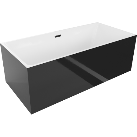 Mexen Nita freistehende Badewanne 170 x 80 cm, weiß/schwarz, schwarze Überlauf - 52091708075-70