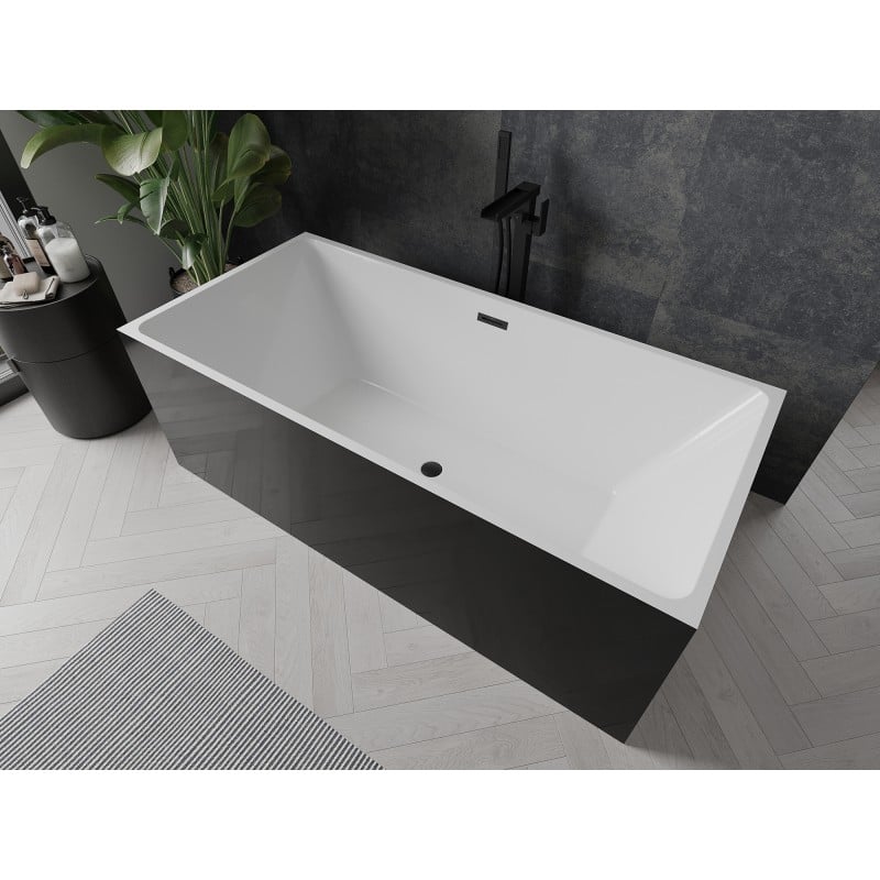 Mexen Nita freistehende Badewanne 170 x 80 cm, weiß/schwarz, schwarze Überlauf - 52091708075-70