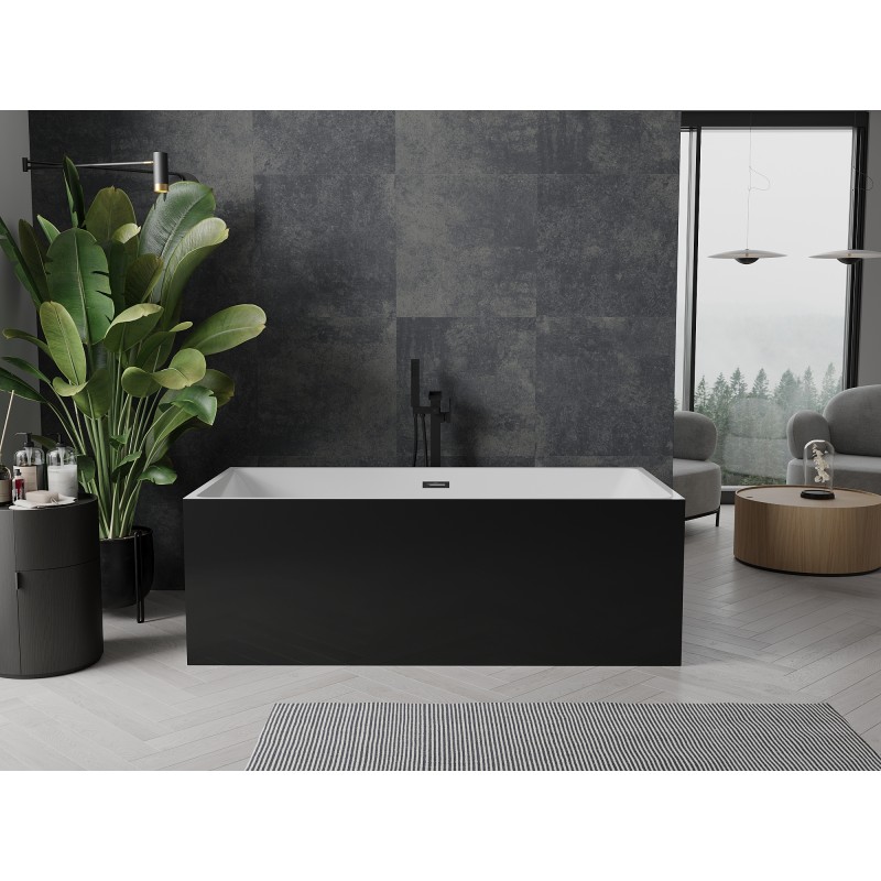 Mexen Nita freistehende Badewanne 170 x 80 cm, weiß/schwarz, schwarze Überlauf - 52091708075-70