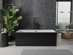Mexen Nita freistehende Badewanne 170 x 80 cm, weiß/schwarz, schwarze Überlauf - 52091708075-70