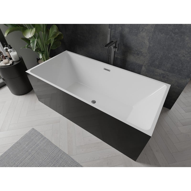 Mexen Nita freistehende Badewanne 170 x 80 cm, weiß/schwarz, Überlauf Gun Metal - 52091708075-95