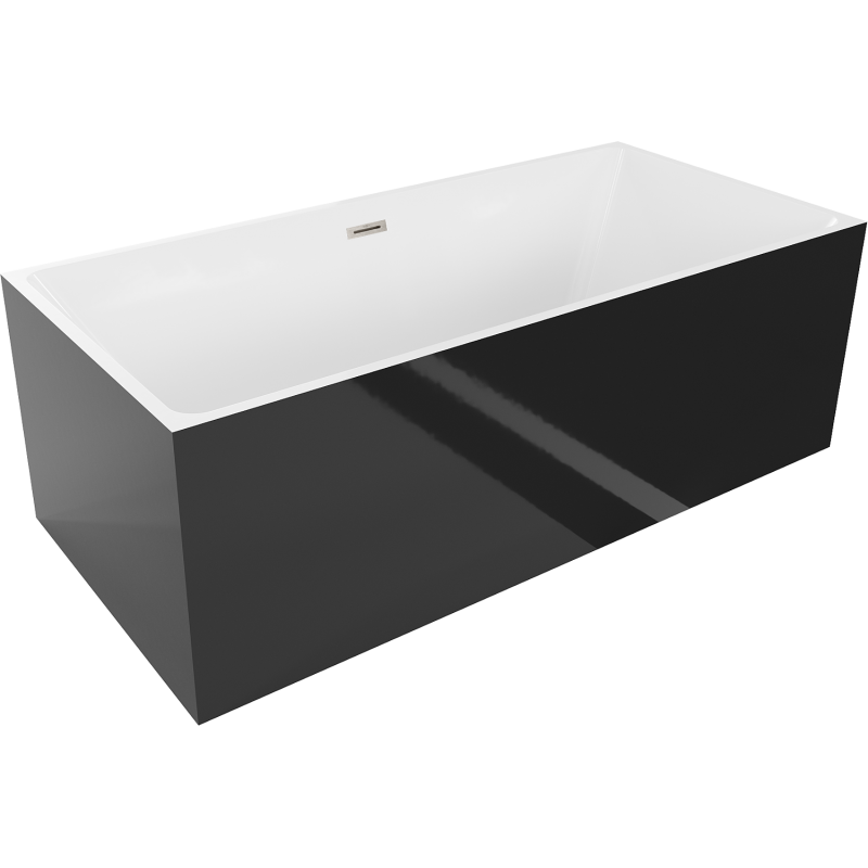 Mexen Nita freistehende Badewanne 170 x 80 cm, weiß/schwarz, Überlauf gebürstetes Nickel - 52091708075-97