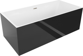 Mexen Nita freistehende Badewanne 170 x 80 cm, weiß/schwarz, Überlauf gebürstetes Nickel - 52091708075-97