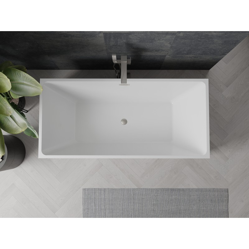 Mexen Nita freistehende Badewanne 170 x 80 cm, weiß/schwarz, Überlauf gebürstetes Nickel - 52091708075-97