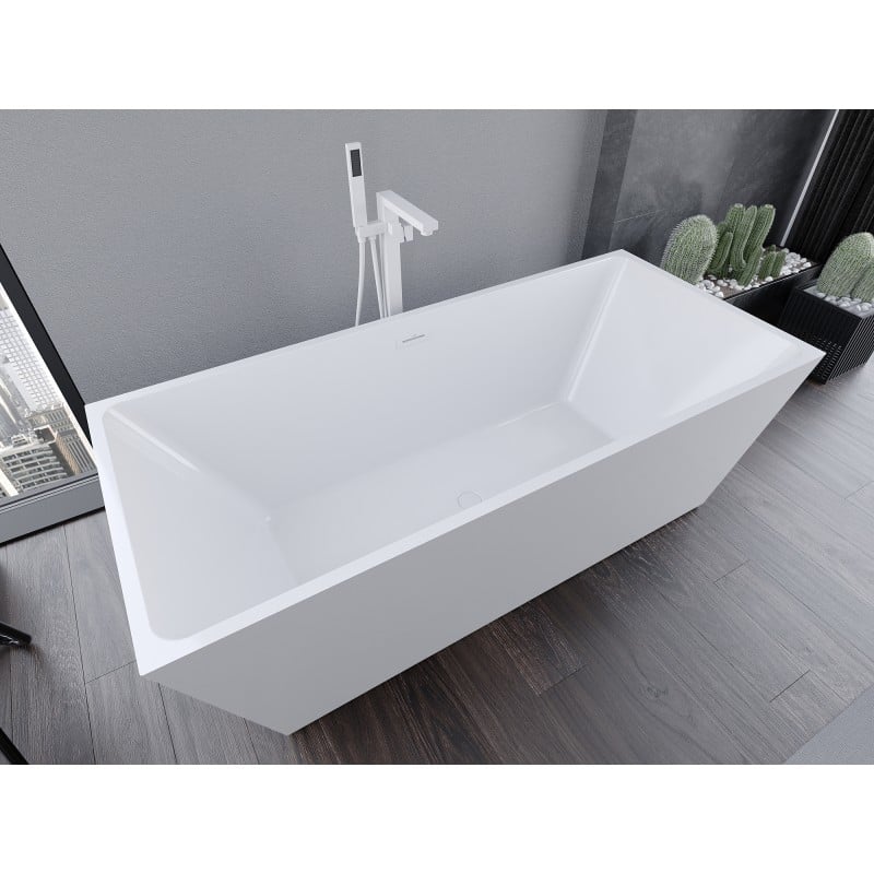 Mexen Lita freistehende Badewanne 170 x 75 cm, weiß, weißer Überlauf - 52121707500-20