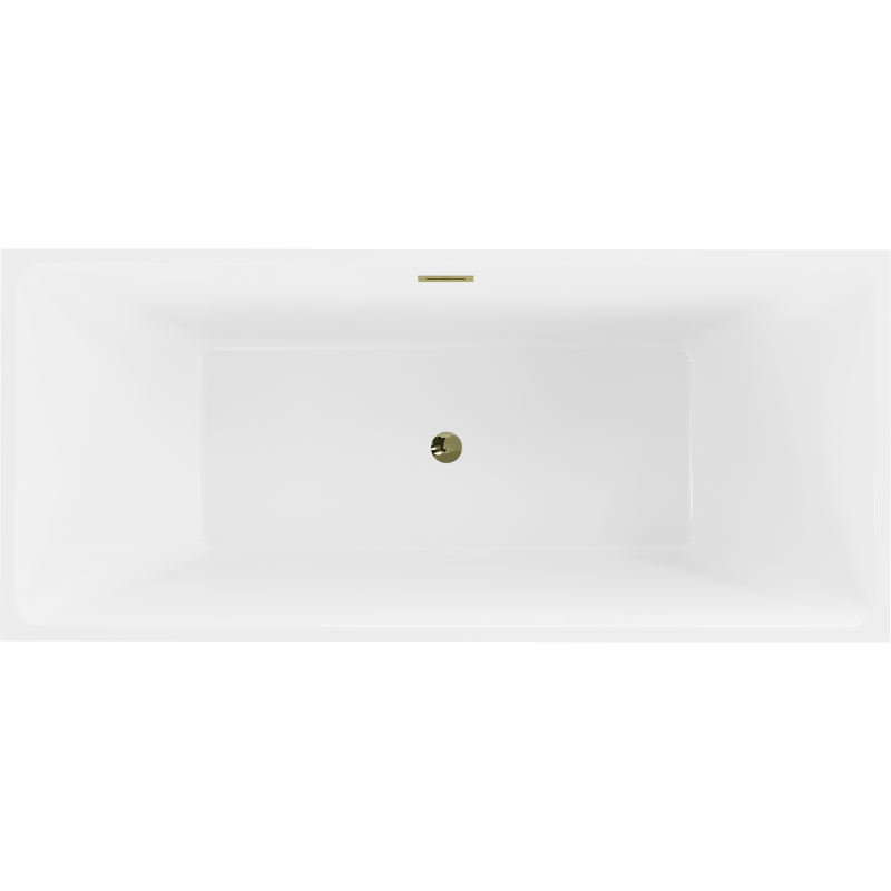 Mexen Lita freistehende Badewanne 170 x 75 cm, weiß, Überlauf gold - 52121707500-50