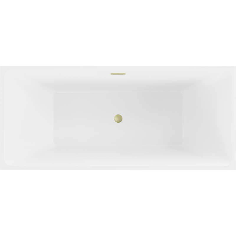Mexen Lita freistehende Badewanne 170 x 75 cm, weiß, Überlauf gebürstetes Gold - 52121707500-55
