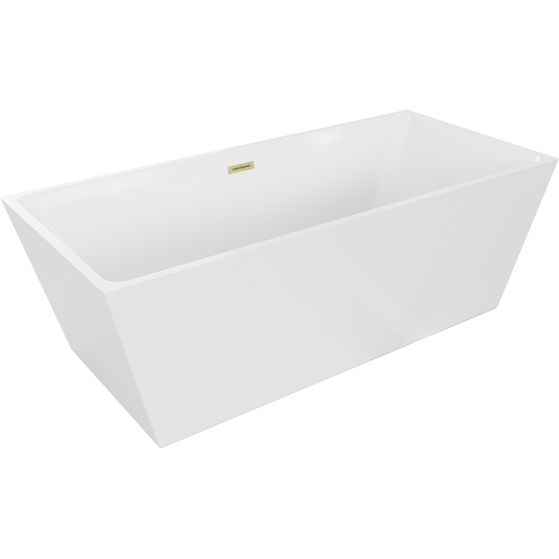 Mexen Lita freistehende Badewanne 170 x 75 cm, weiß, Überlauf gebürstetes Gold - 52121707500-55