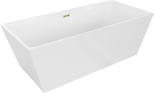 Mexen Lita freistehende Badewanne 170 x 75 cm, weiß, Überlauf gebürstetes Gold - 52121707500-55