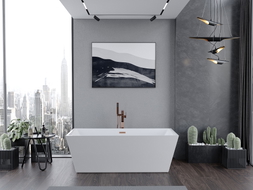 Mexen Lita freistehende Badewanne 170 x 75 cm, weiß, Überlauf Roségold - 52121707500-60