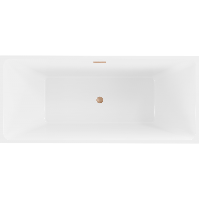 Mexen Lita freistehende Badewanne 170 x 75 cm, weiß, Überlauf gebürstetes Kupfer - 52121707500-65