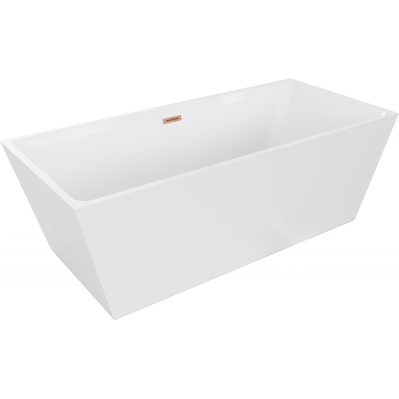 Mexen Lita freistehende Badewanne 170 x 75 cm, weiß, Überlauf gebürstetes Kupfer - 52121707500-65