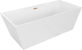 Mexen Lita freistehende Badewanne 170 x 75 cm, weiß, Überlauf gebürstetes Kupfer - 52121707500-65