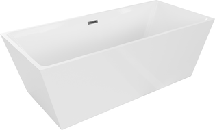 Mexen Lita freistehende Badewanne 170 x 75 cm, weiß, Überlauf gun gray gebürstet - 52121707500-66