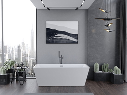 Mexen Lita freistehende Badewanne 170 x 75 cm, weiß, Überlauf gun gray gebürstet - 52121707500-66