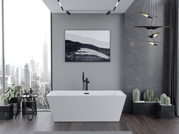 Mexen Lita freistehende Badewanne 170 x 75 cm, weiß, schwarzer Überlauf - 52121707500-70