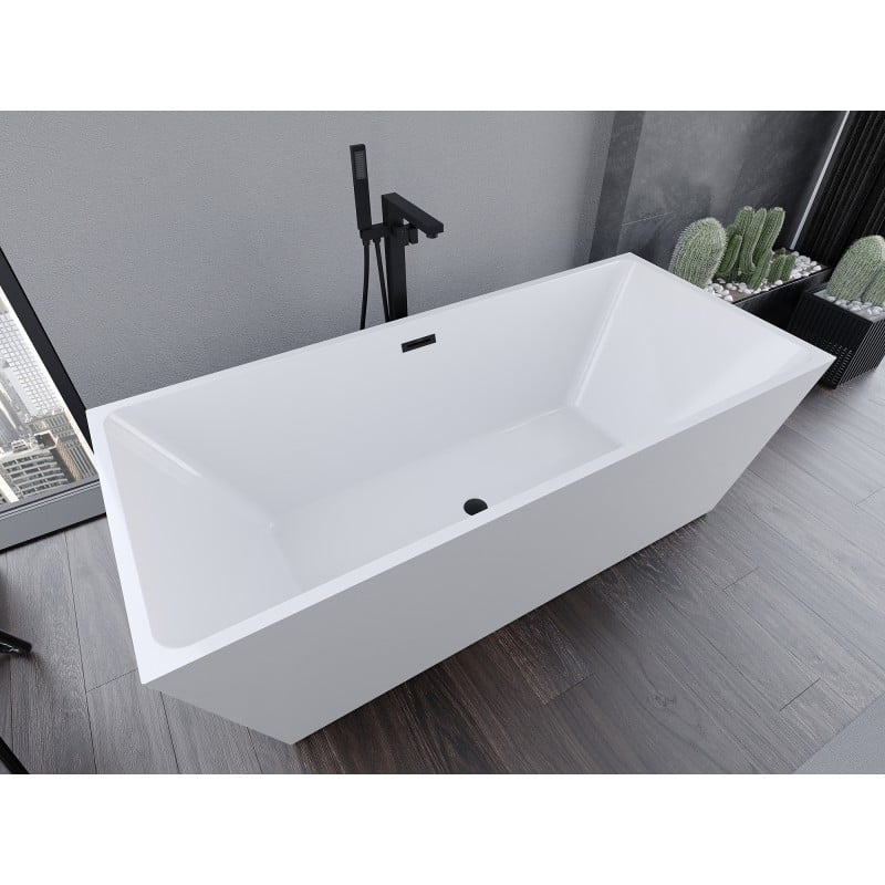 Mexen Lita freistehende Badewanne 170 x 75 cm, weiß, schwarzer Überlauf - 52121707500-70