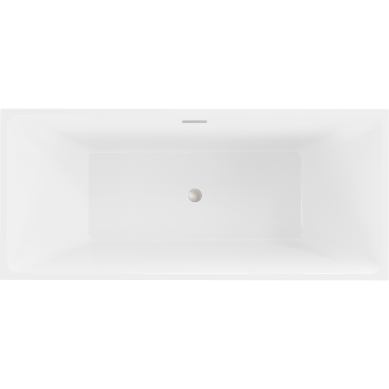 Mexen Lita freistehende Badewanne 170 x 75 cm, weiß, Überlauf gebürsteter Nickel - 52121707500-97