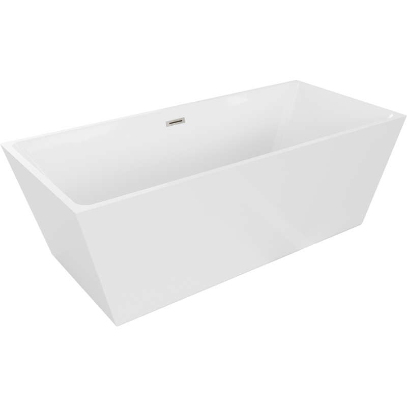 Mexen Lita freistehende Badewanne 170 x 75 cm, weiß, Überlauf gebürsteter Nickel - 52121707500-97