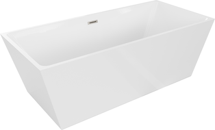Mexen Lita freistehende Badewanne 170 x 75 cm, weiß, Überlauf gebürsteter Nickel - 52121707500-97