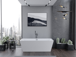 Mexen Lita freistehende Badewanne 170 x 75 cm, weiß, Überlauf Gun Metal - 52121707500-95