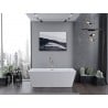 Mexen Lita freistehende Badewanne 170 x 75 cm, weiß, Überlauf gebürsteter Nickel - 52121707500-97