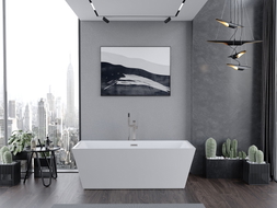 Mexen Lita freistehende Badewanne 170 x 75 cm, weiß, Überlauf gebürsteter Nickel - 52121707500-97